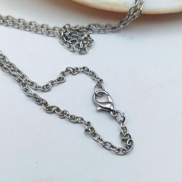 Leopard Skin Jasper Jaguar Stone Pendant Silver Tone 20" Necklace Boho - Picture 4 of 4